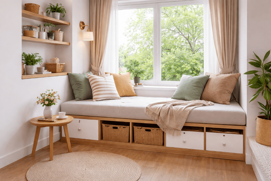 窗邊畸零空間別浪費！臥榻設計讓座位與收納一次到位